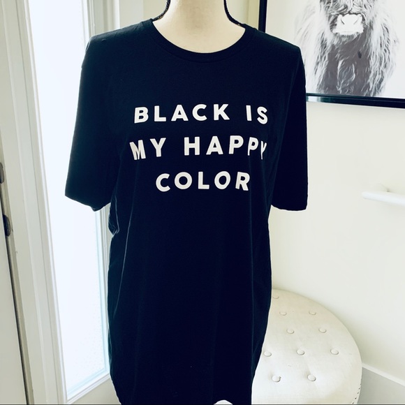 Black is my Happy Color Graphic Tee-100% Cotton - Picture 2 of 3